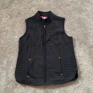 Kim Rogers Black Quilted Vest SIZE MP Zip Front Pockets Lightweight Layering